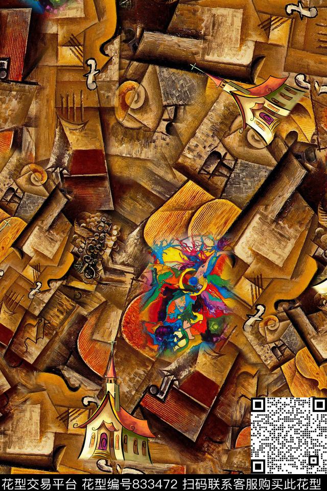 房子琴油画数码印花华亿平台下载（图片编号: 833472） - 瓦栏（Walan）