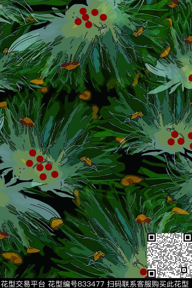 吊兰花蕊茂密数码印花华亿平台下载（图片编号: 833477） - 瓦栏（Walan）