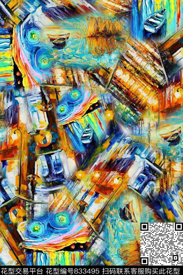 肌理油画建筑数码印花华亿平台下载（图片编号: 833495） - 瓦栏（Walan）