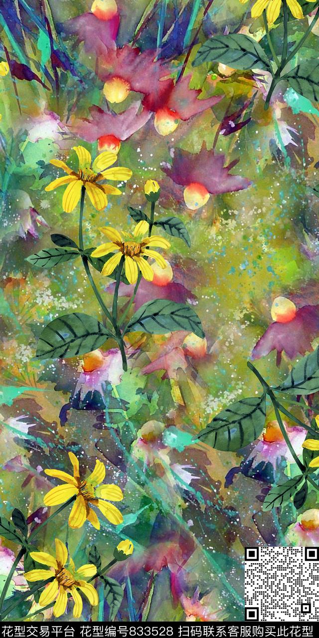 花朵花卉满版散花数码印花华亿平台下载（图片编号: 833528） - 瓦栏（Walan）