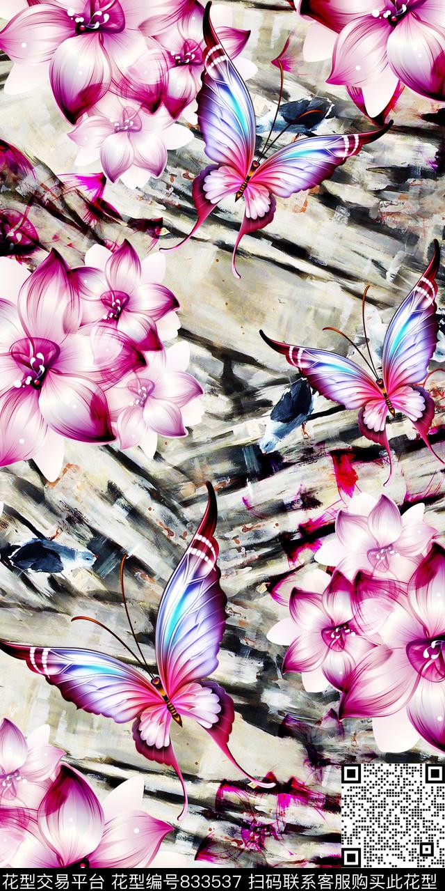 兰花乱花牡丹数码印花华亿平台下载（图片编号: 833537） - 瓦栏（Walan）