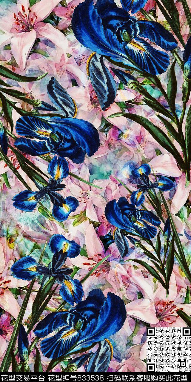 乱花曼陀罗罂粟花数码印花华亿平台下载（图片编号: 833538） - 瓦栏（Walan）