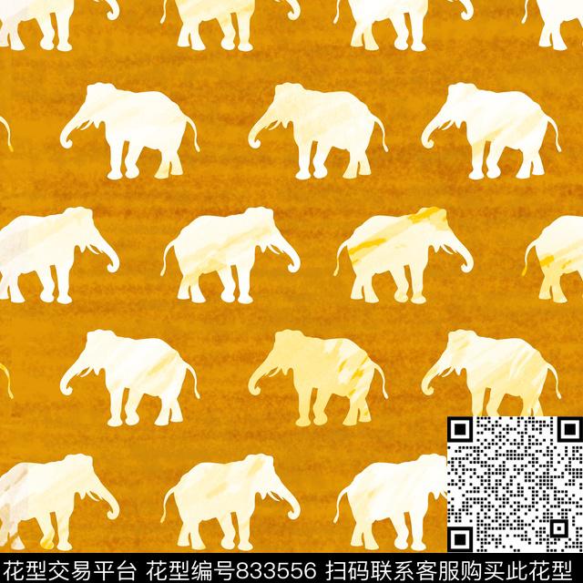 大象剪影机理传统印花华亿平台下载（图片编号: 833556） - 瓦栏（Walan）