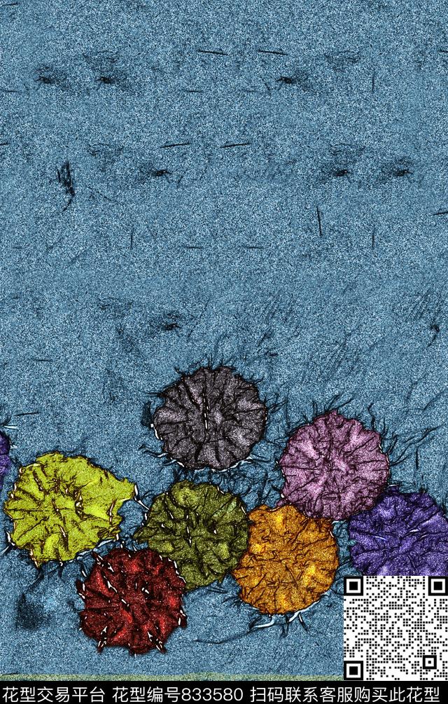 手绘抽象肌理数码印花华亿平台下载（图片编号: 833580） - 瓦栏（Walan）