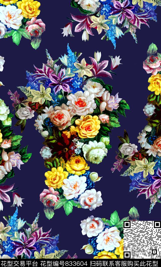 花朵花卉艺术数码印花华亿平台下载（图片编号: 833604） - 瓦栏（Walan）