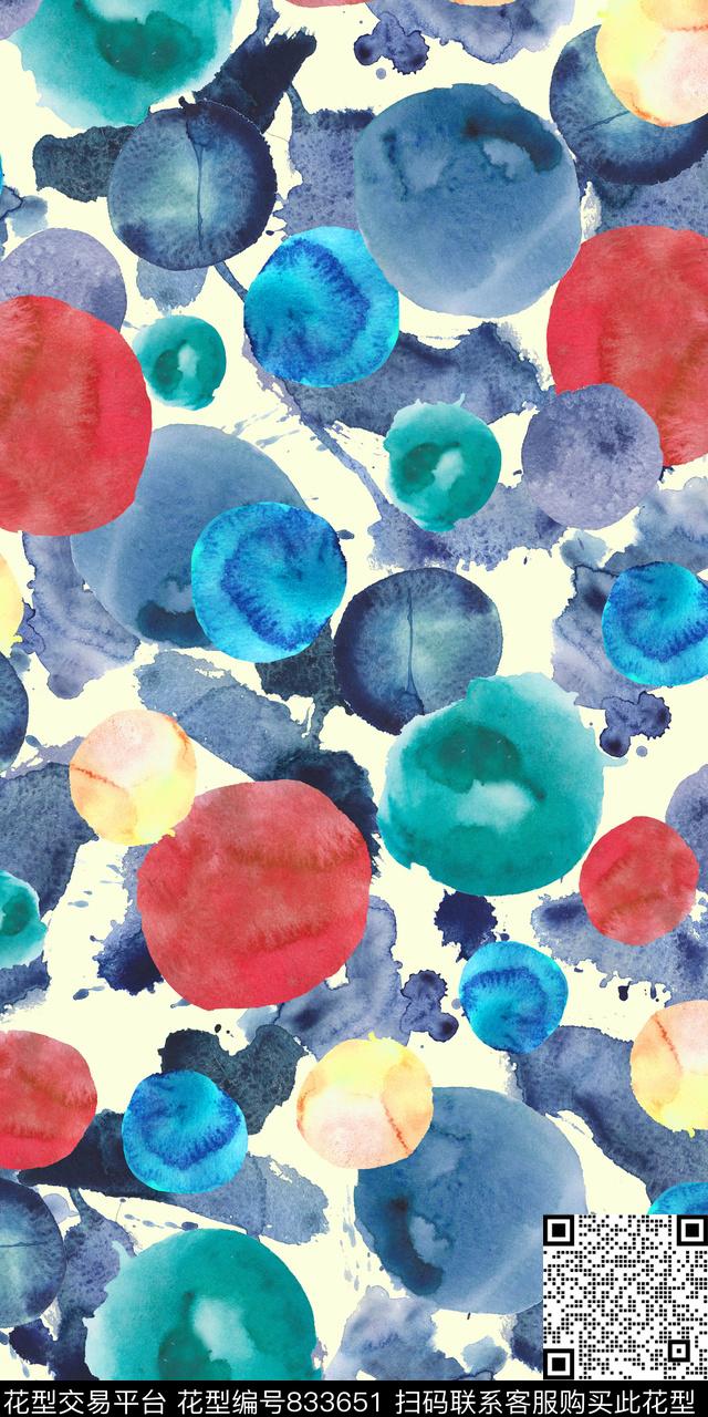 抽象笔刷水彩墨迹数码印花华亿平台下载（图片编号: 833651） - 瓦栏（Walan）