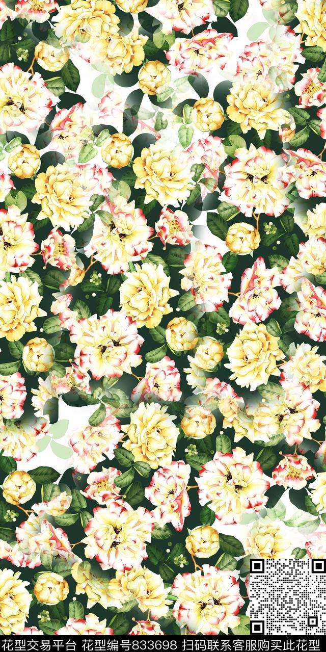 兰花牡丹荷花数码印花华亿平台下载（图片编号: 833698） - 瓦栏（Walan）