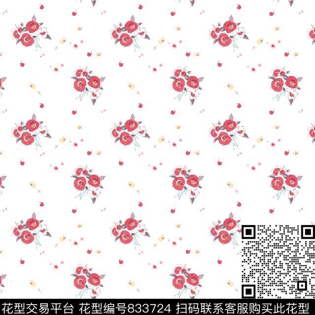 手绘花卉小碎花数码印花华亿平台下载（图片编号: 833724） - 瓦栏（Walan）