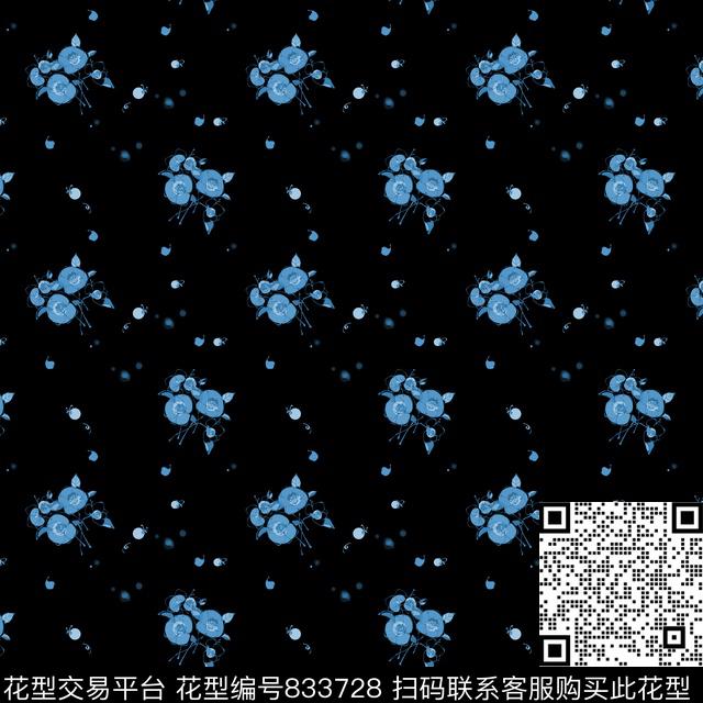 手绘花卉小碎花数码印花华亿平台下载（图片编号: 833728） - 瓦栏（Walan）