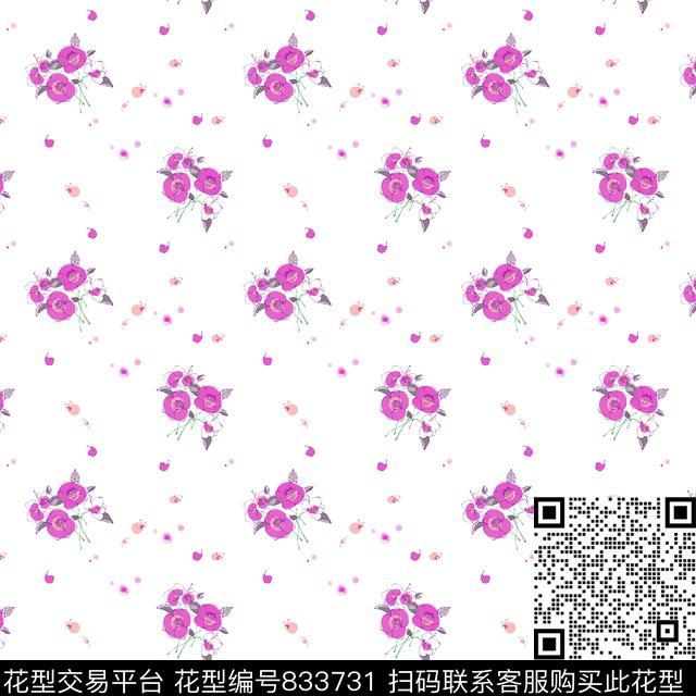 手绘花卉小碎花数码印花华亿平台下载（图片编号: 833731） - 瓦栏（Walan）