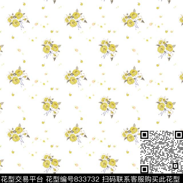 手绘花卉小碎花数码印花华亿平台下载（图片编号: 833732） - 瓦栏（Walan）