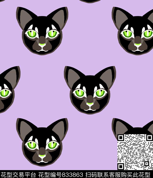 动物纹猫矢量传统印花华亿平台下载（图片编号: 833863） - 瓦栏（Walan）