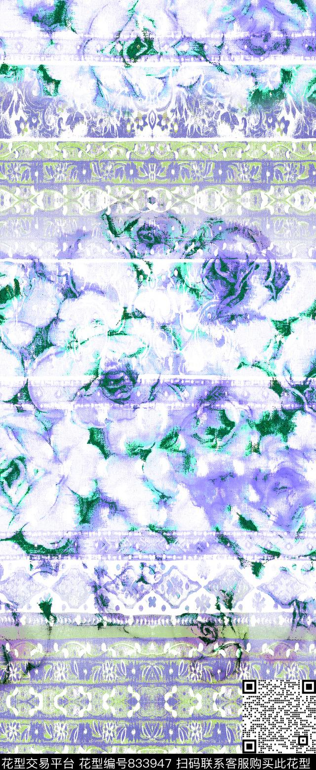 大花花卉花朵传统印花华亿平台下载（图片编号: 833947） - 瓦栏（Walan）