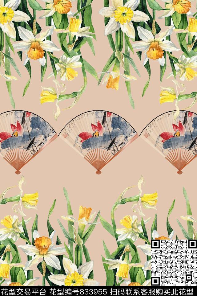 花卉花朵郁金香数码印花华亿平台下载（图片编号: 833955） - 瓦栏（Walan）