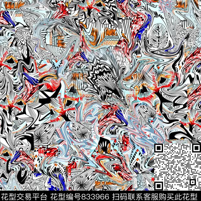 抽象色块炫彩数码印花华亿平台下载（图片编号: 833966） - 瓦栏（Walan）