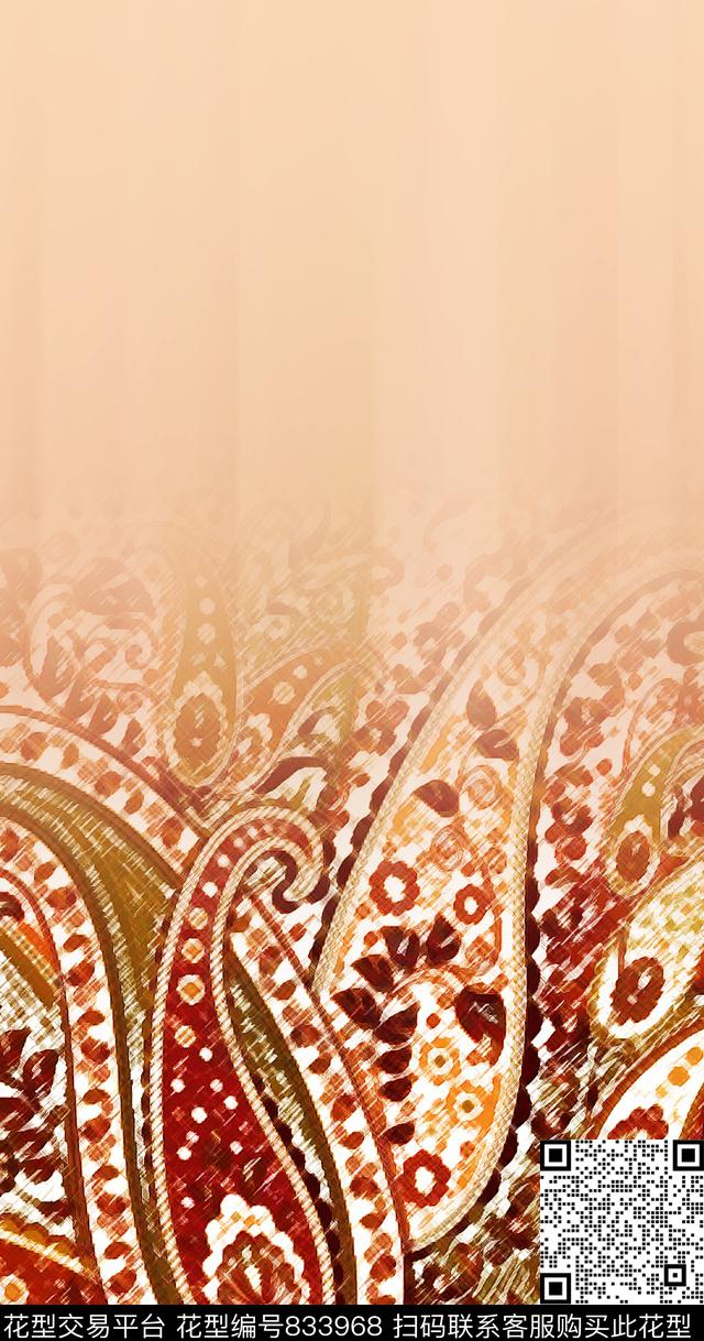 火腿花佩斯利腰果传统印花华亿平台下载（图片编号: 833968） - 瓦栏（Walan）