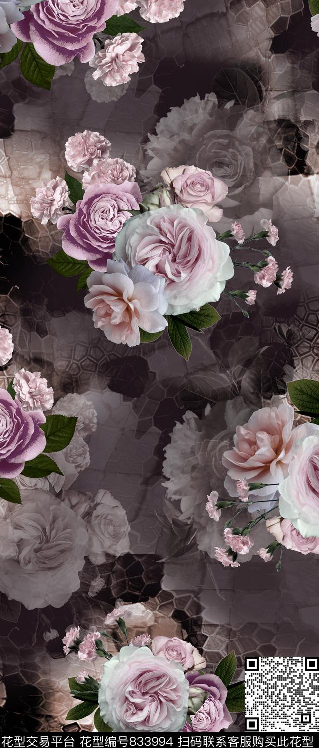 数码花卉几何数码印花华亿平台下载（图片编号: 833994） - 瓦栏（Walan）