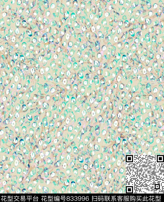 写意圆点珊瑚传统印花华亿平台下载（图片编号: 833996） - 瓦栏（Walan）