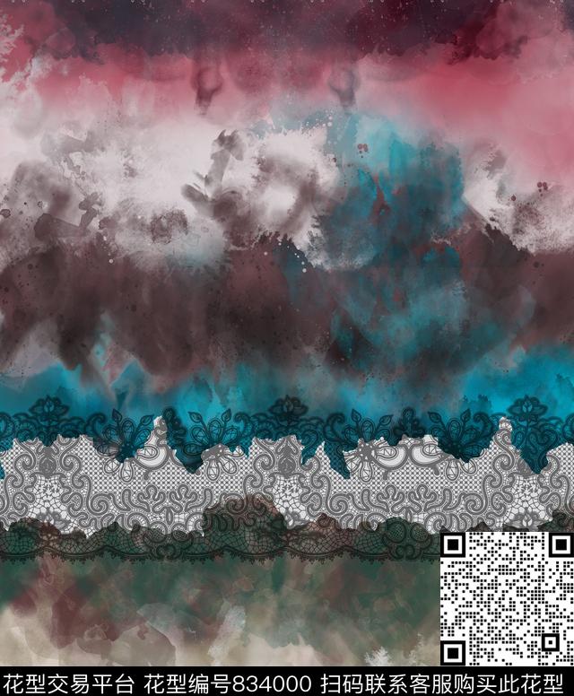 晕染蕾丝数码数码印花华亿平台下载（图片编号: 834000） - 瓦栏（Walan）