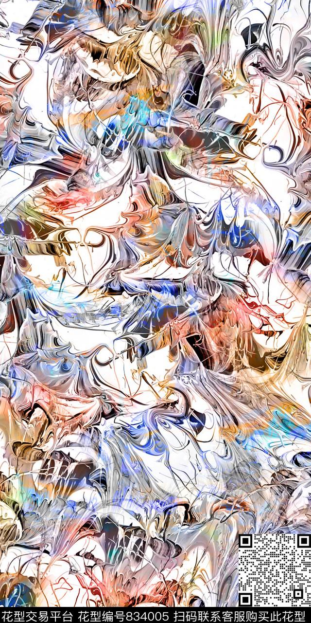 分形乱花数码数码印花华亿平台下载（图片编号: 834005） - 瓦栏（Walan）