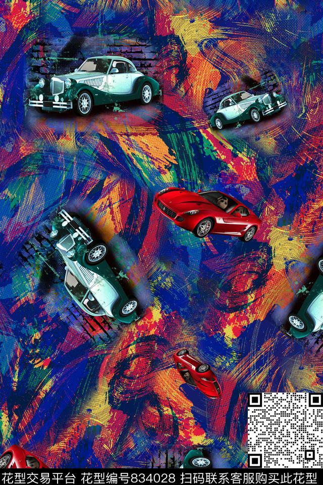 汽车肌理油画数码印花华亿平台下载（图片编号: 834028） - 瓦栏（Walan）