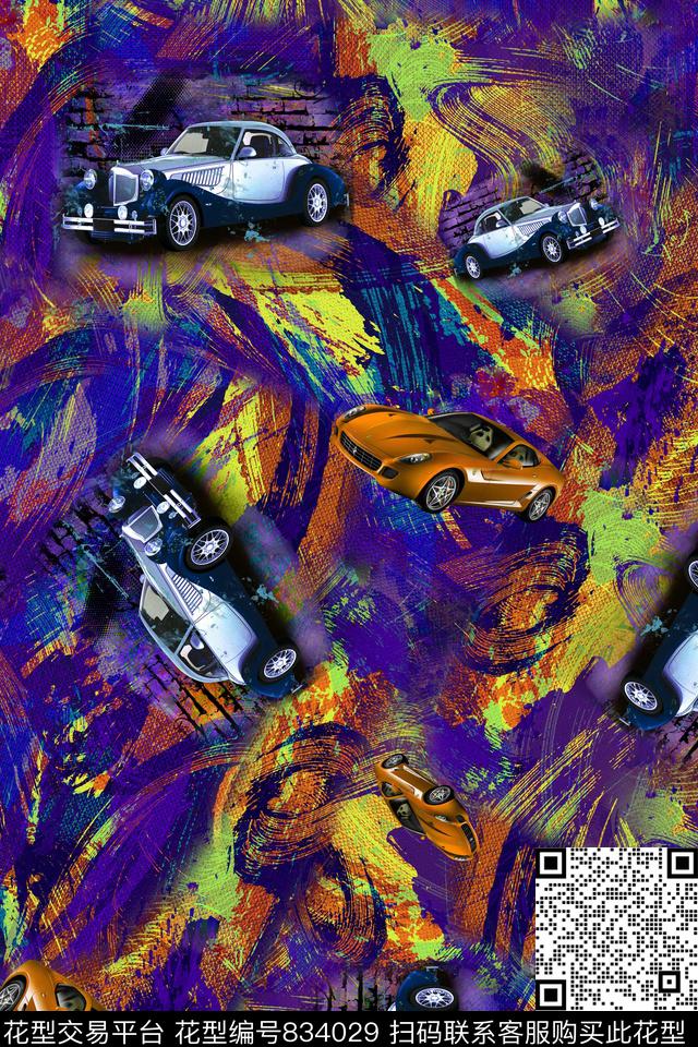 汽车肌理油画数码印花华亿平台下载（图片编号: 834029） - 瓦栏（Walan）