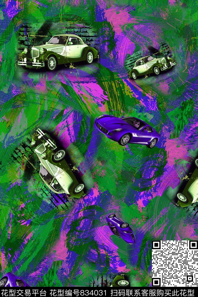 汽车肌理油画数码印花华亿平台下载（图片编号: 834031） - 瓦栏（Walan）