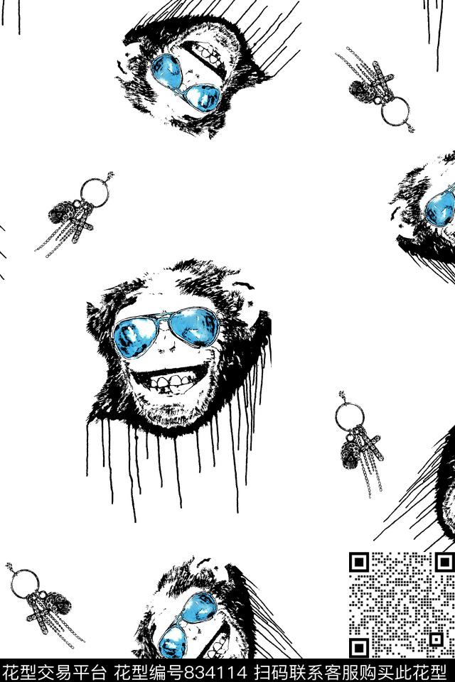 猴子时尚潮牌传统印花华亿平台下载（图片编号: 834114） - 瓦栏（Walan）