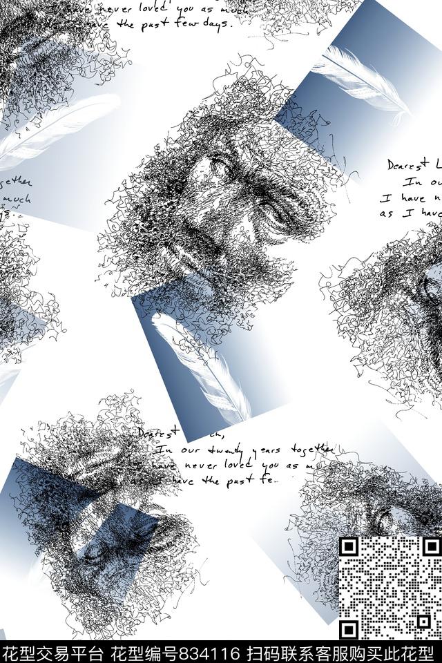 人物像线条纹理几何传统印花华亿平台下载（图片编号: 834116） - 瓦栏（Walan）