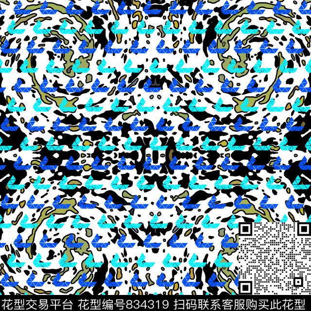 千鸟格三角形波点传统印花华亿平台下载（图片编号: 834319） - 瓦栏（Walan）