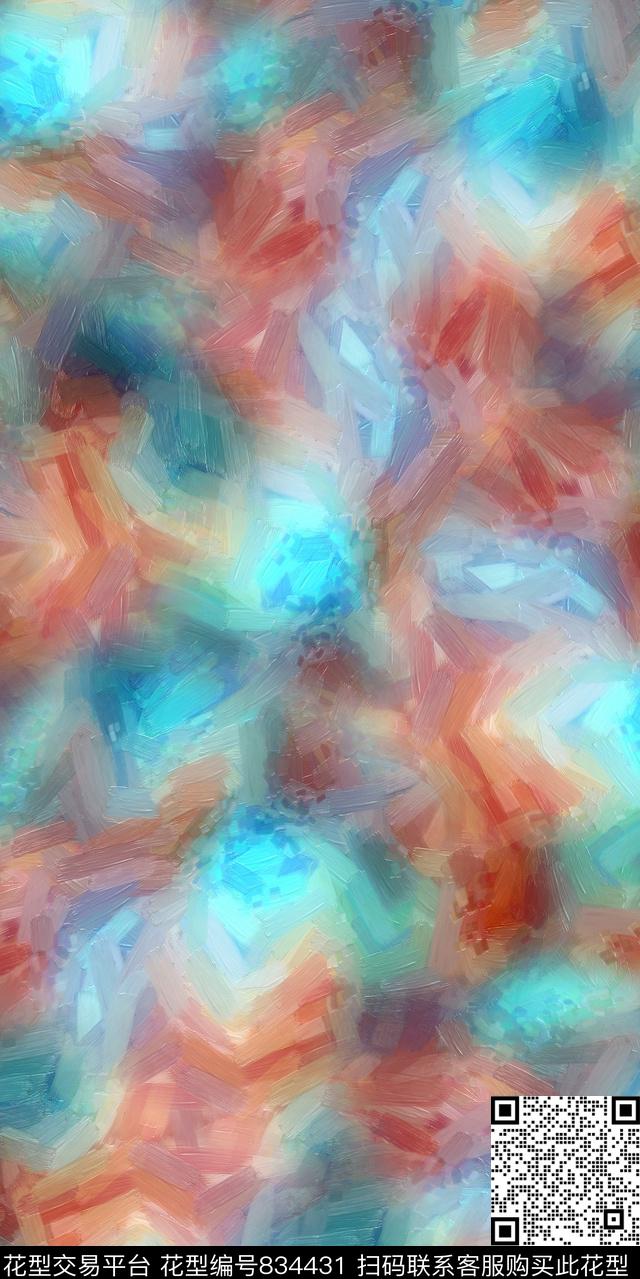 趣味纹理炫彩数码印花华亿平台下载（图片编号: 834431） - 瓦栏（Walan）