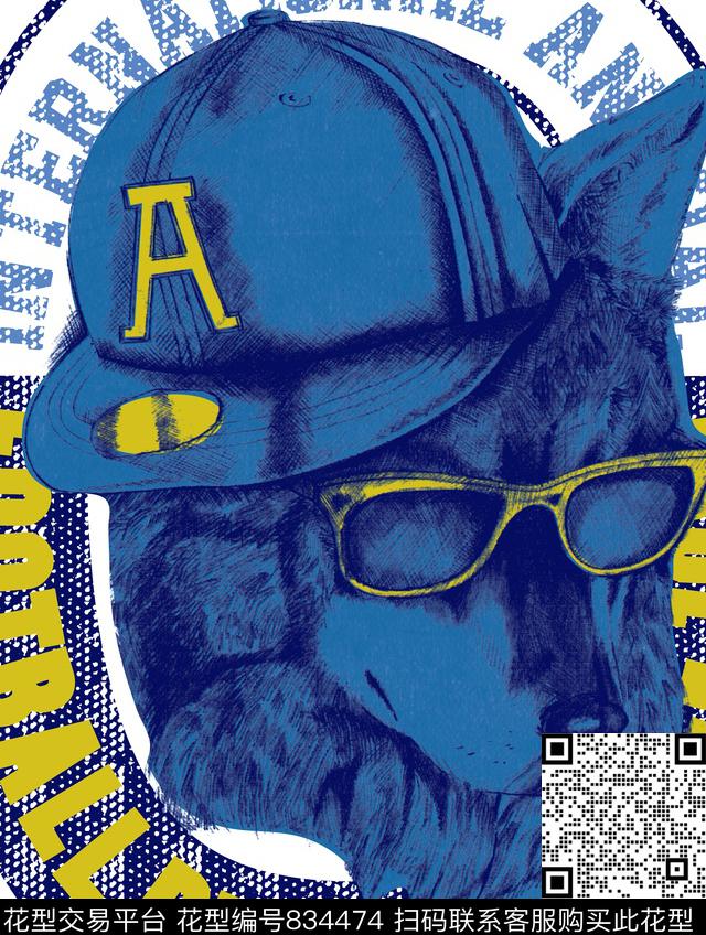 字母狼动物传统印花华亿平台下载（图片编号: 834474） - 瓦栏（Walan）