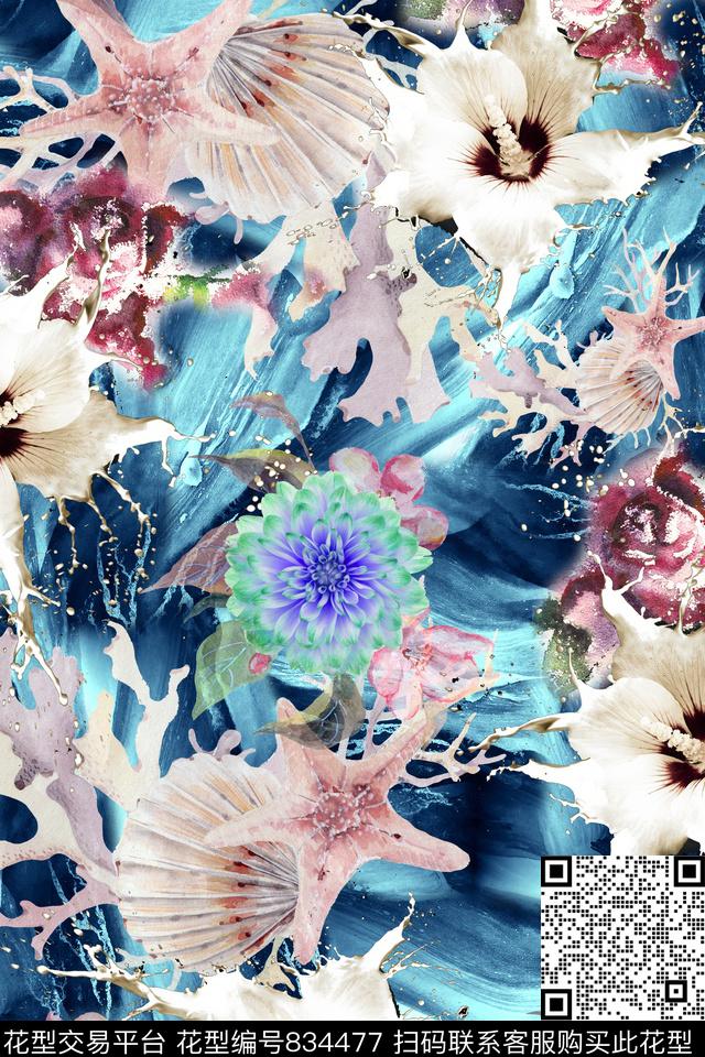 肌理花清爽数码印花华亿平台下载（图片编号: 834477） - 瓦栏（Walan）