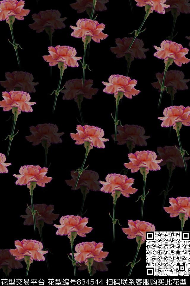 花卉玫瑰花朵数码印花华亿平台下载（图片编号: 834544） - 瓦栏（Walan）