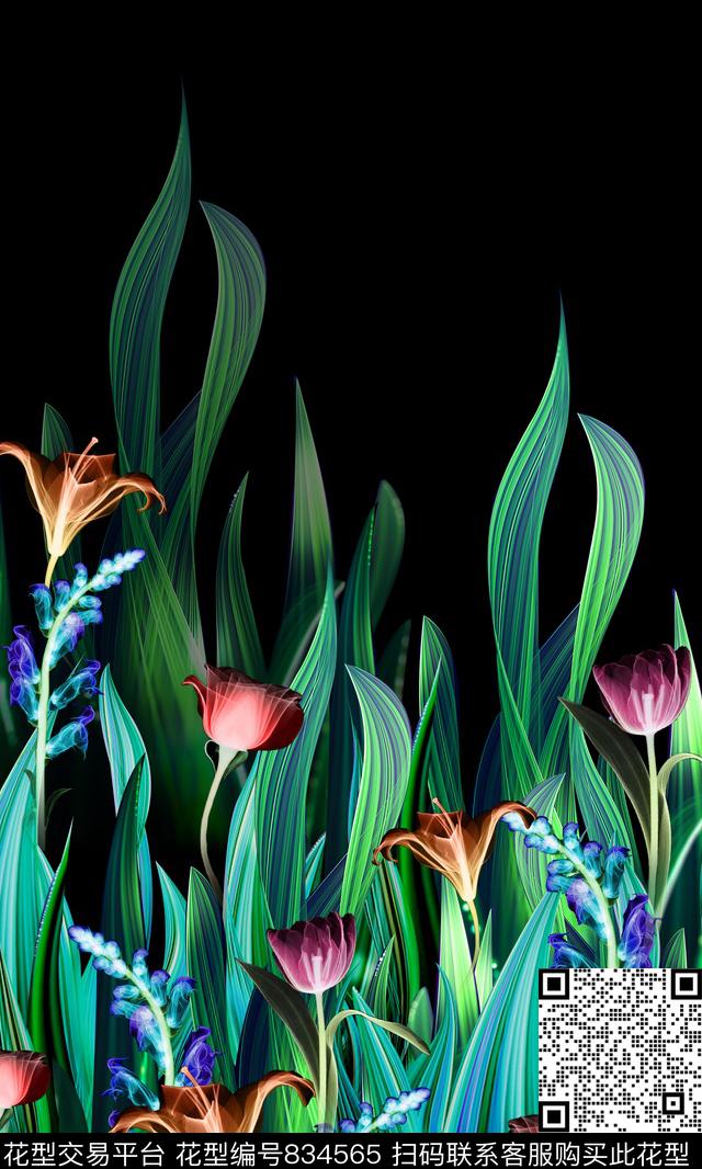 花卉炫光百合数码印花华亿平台下载（图片编号: 834565） - 瓦栏（Walan）