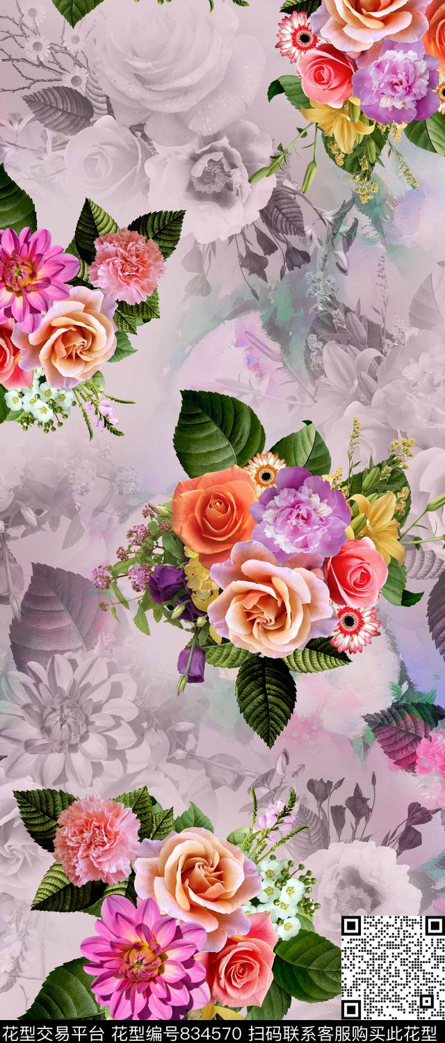 花卉数码印花鲜花数码印花华亿平台下载（图片编号: 834570） - 瓦栏（Walan）