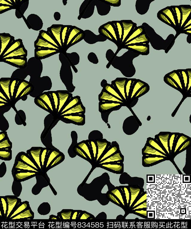 色彩不规则几何花朵传统印花华亿平台下载（图片编号: 834585） - 瓦栏（Walan）