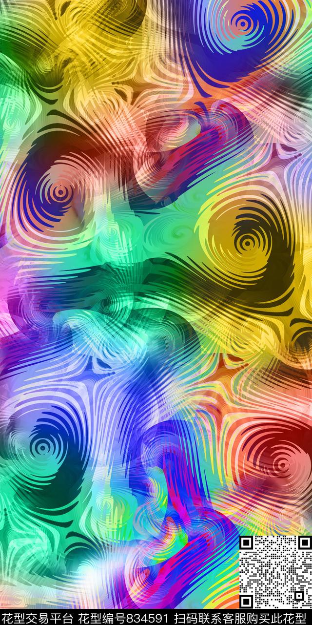 数码几何抽象数码印花华亿平台下载（图片编号: 834591） - 瓦栏（Walan）