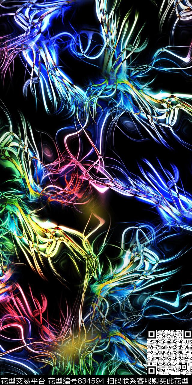 数码几何抽象数码印花华亿平台下载（图片编号: 834594） - 瓦栏（Walan）