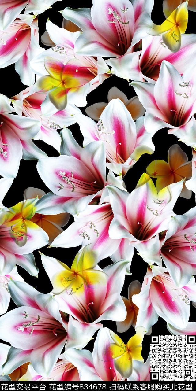 乱花花朵鲜花数码印花华亿平台下载（图片编号: 834678） - 瓦栏（Walan）
