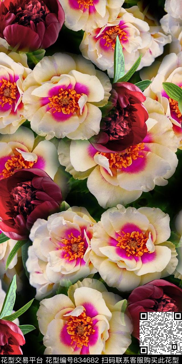 乱花花朵鲜花数码印花华亿平台下载（图片编号: 834682） - 瓦栏（Walan）