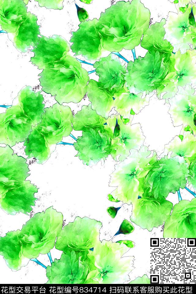 大花花卉花朵数码印花华亿平台下载（图片编号: 834714） - 瓦栏（Walan）