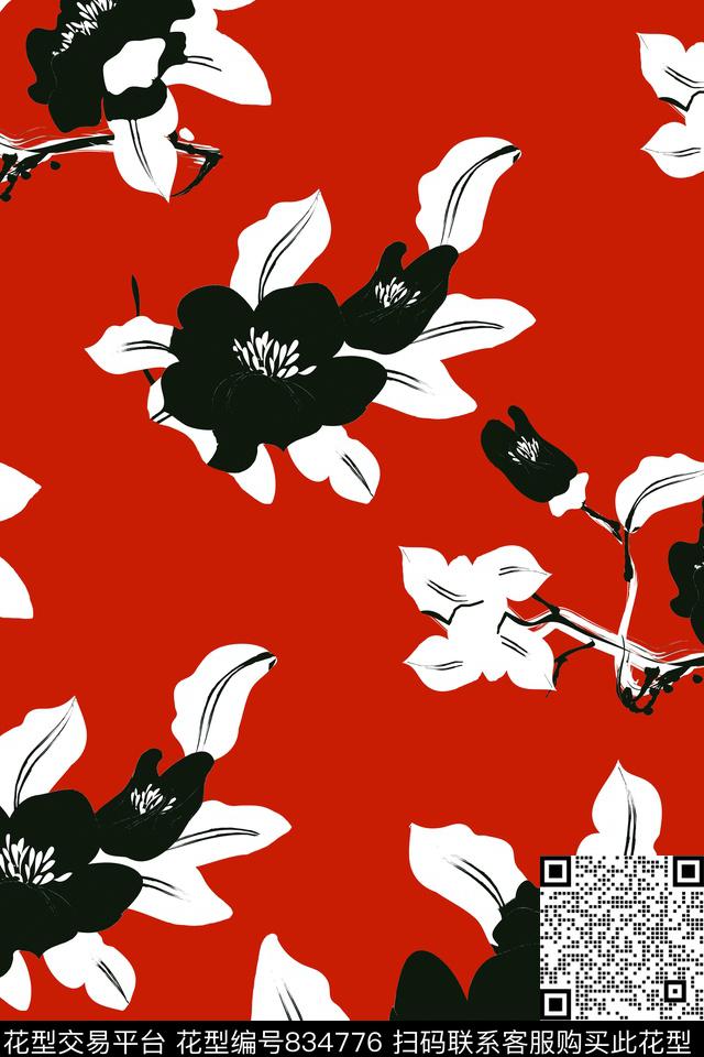 花卉流行时尚肌理传统印花华亿平台下载（图片编号: 834776） - 瓦栏（Walan）