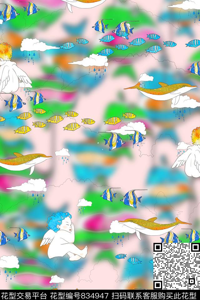 卡通童装四方连续数码印花华亿平台下载（图片编号: 834947） - 瓦栏（Walan）