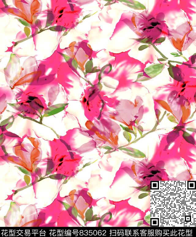 花朵花卉抽象数码印花华亿平台下载（图片编号: 835062） - 瓦栏（Walan）