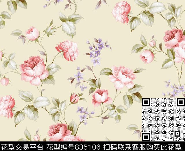 牡丹墙纸花卉传统印花华亿平台下载（图片编号: 835106） - 瓦栏（Walan）