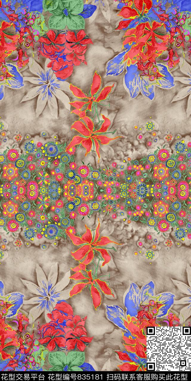 大花乱花小碎花数码印花华亿平台下载（图片编号: 835181） - 瓦栏（Walan）