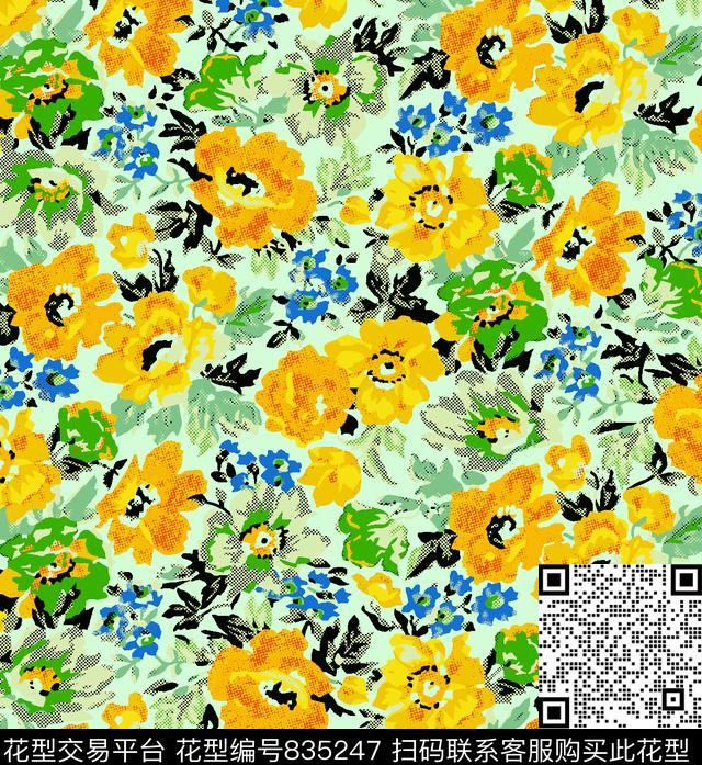 乱花花朵花卉传统印花华亿平台下载（图片编号: 835247） - 瓦栏（Walan）