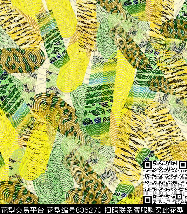 不规则几何豹纹动物纹传统印花华亿平台下载（图片编号: 835270） - 瓦栏（Walan）