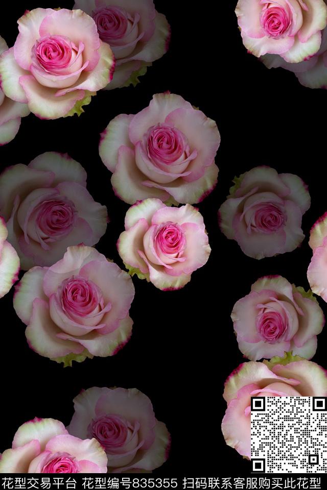 乱花大花花卉数码印花华亿平台下载（图片编号: 835355） - 瓦栏（Walan）